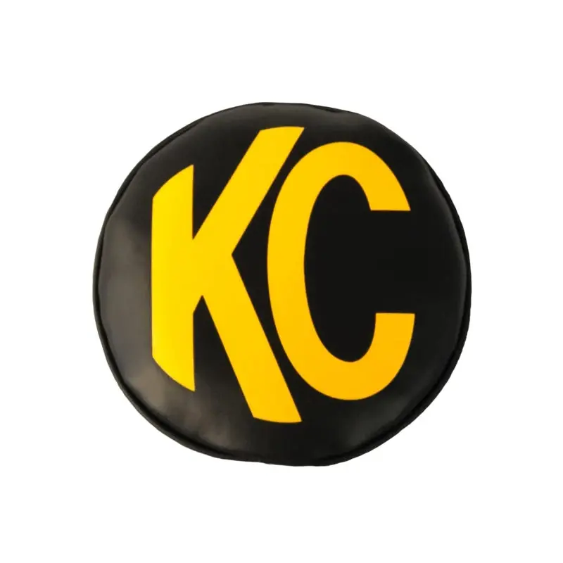 Kc Hilites 6In. Round Soft Cover (Pair) - Black W/Yellow Kc Logo 1