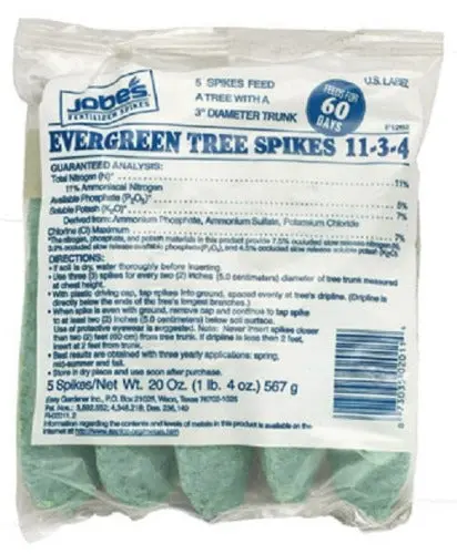 Jobe's 02611 5-Pack 11-3-4 Evergreen Tree Fertilizer Spikes - Quantity Of 96 1