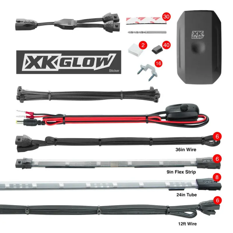 Xk Glow Flex Strip Million Color Xkchrome Smartphone App Undercar Kit 8X24in Slim Tube + 6X10in 1