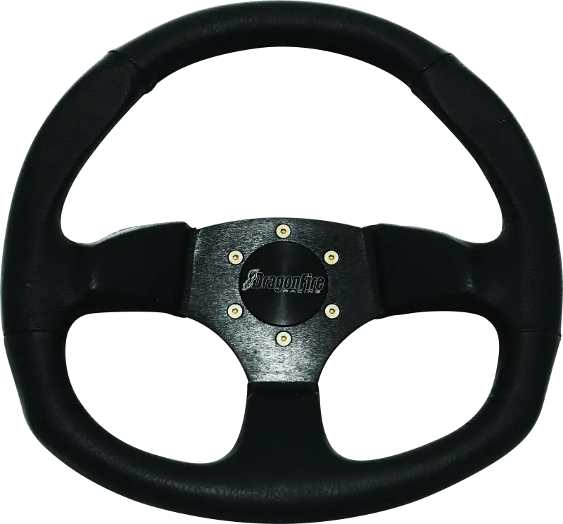 Dragonfire Racing Steering Wheels - D-Shaped- Vinyl- Black- 0In Offset 1