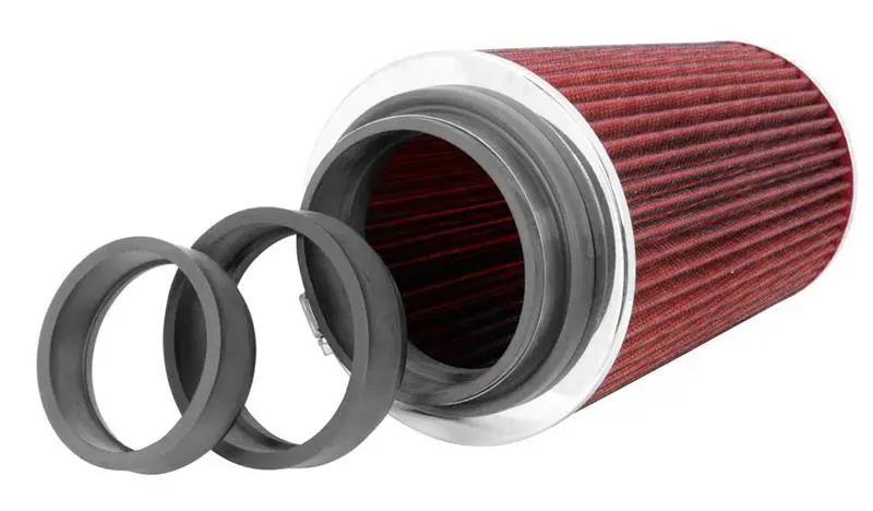 K&N Universal Air Filter Chrome Round Tapered Red - 4In Flange Id X 1.125In Flange Length X 9.5In H 1