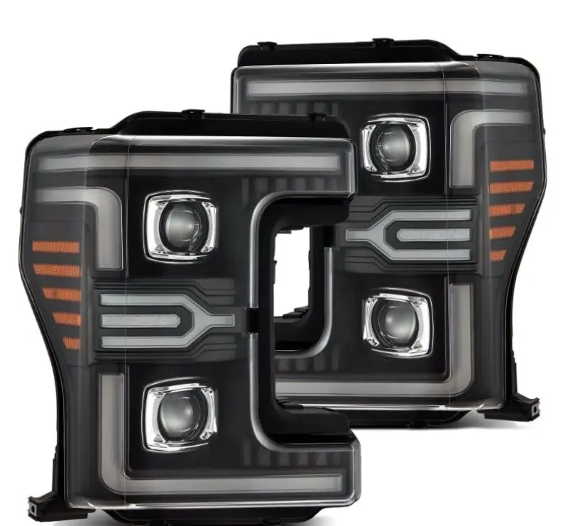 Alpharex 17-19 Ford F-250/350/450/550 Super Duty Luxx-Series Led Proj Headlights Blk W/Ss & Sbdrl 1