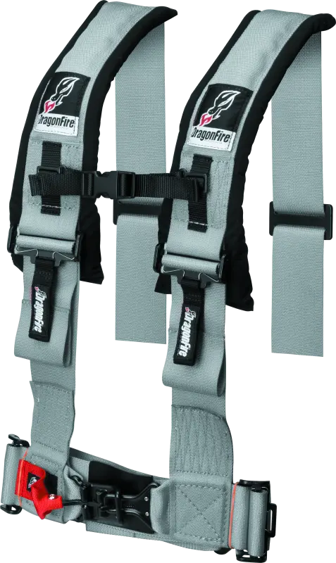 Dragonfire Racing Harness H Style- 4-Point- 3In Buckle- Grey 1