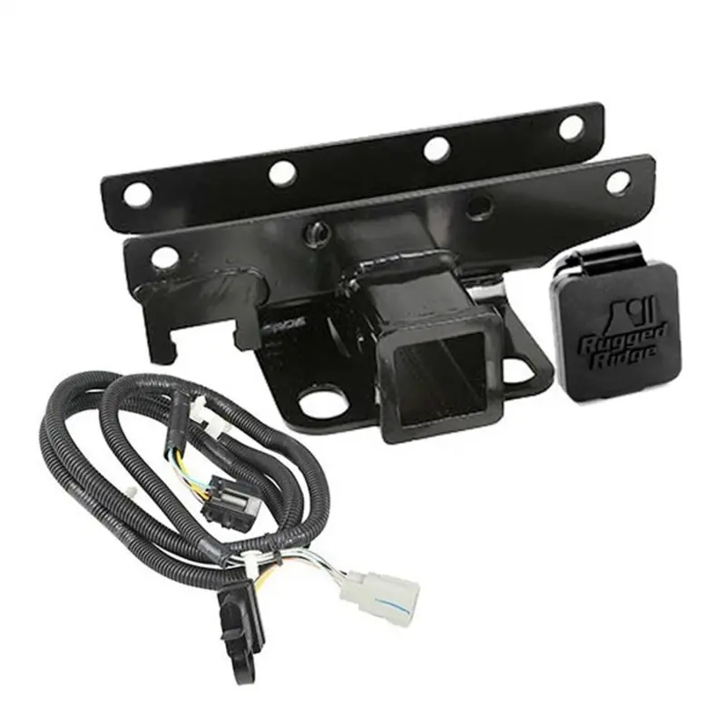 Rugged Ridge Receiver Hitch & Wiring Kit Rr Logo 07-18 Jeep Wrangler Jk 1
