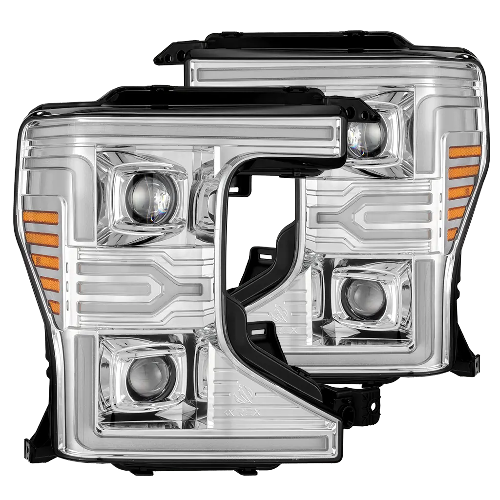 Alpha Rex 20-22 Ford Super Duty Luxx-Series Led Projector Headlights Chrome 1