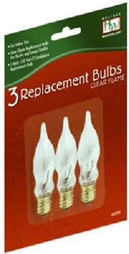 Holiday Wonderland 1078-88 3 Pack C7 Clear Flame Candle Replacement Bulbs - Quantity Of 6 2