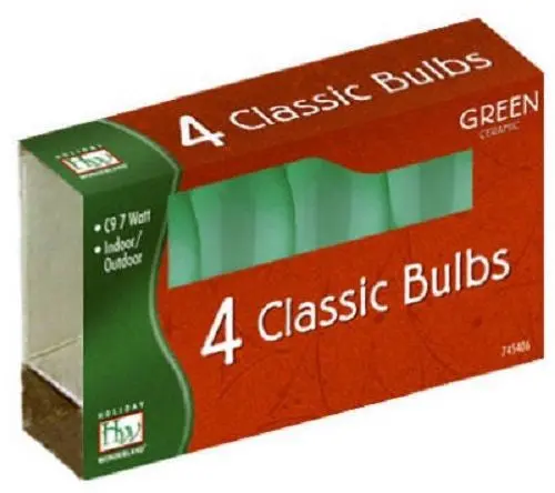 Holiday Wonderland 1094G-88 4-Pack Of C9 Ceramic Green Christmas Light Replacement Bulbs - Quantity Of 15 1