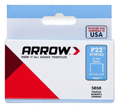 Arrow 225 (5050) Pack Of 5/16" 8Mm Staples For P22 Plier Stapler Gun - Quantity Of 10 1