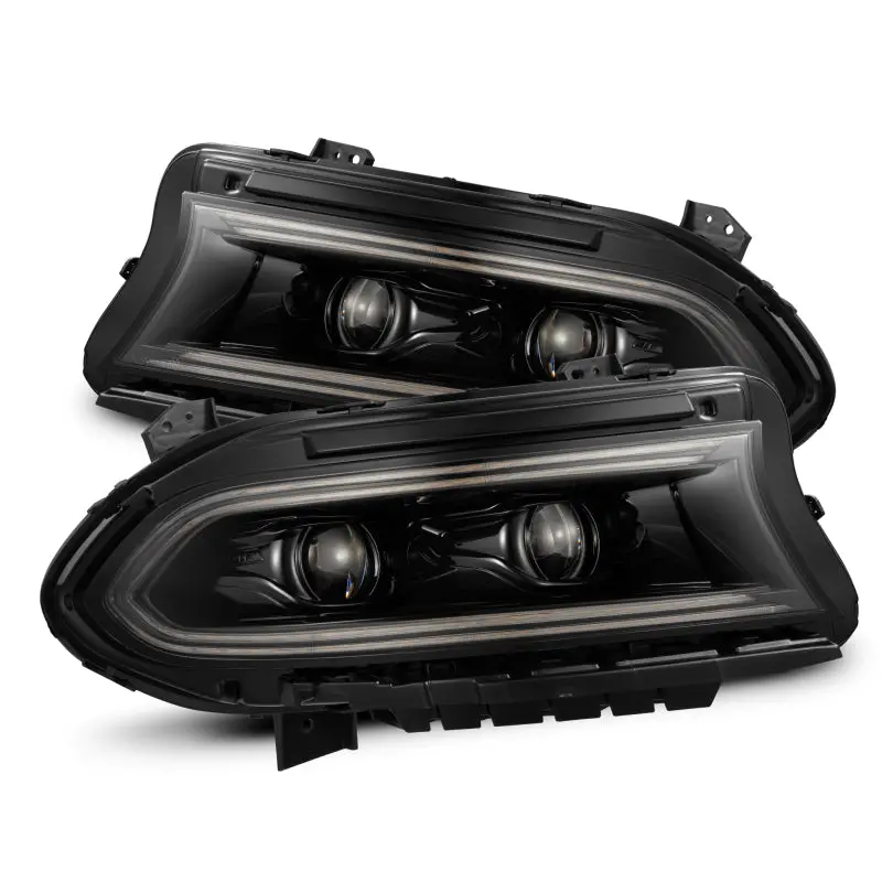 Alpharex 15-23 Dodge Charger Luxx Led Proj Headlights Alpha-Black W/Actv Light & Seq.Sig / Sb Drl 1
