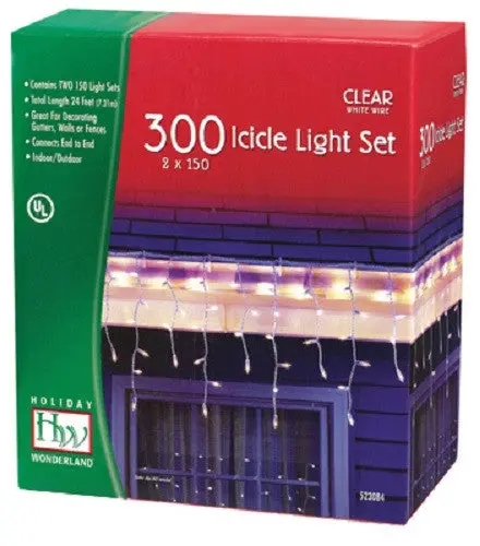 Inliten 14084W-88 Holiday Wonderland 300 Count Clear Icicle Christmas Light Set - Quantity Of 1 1
