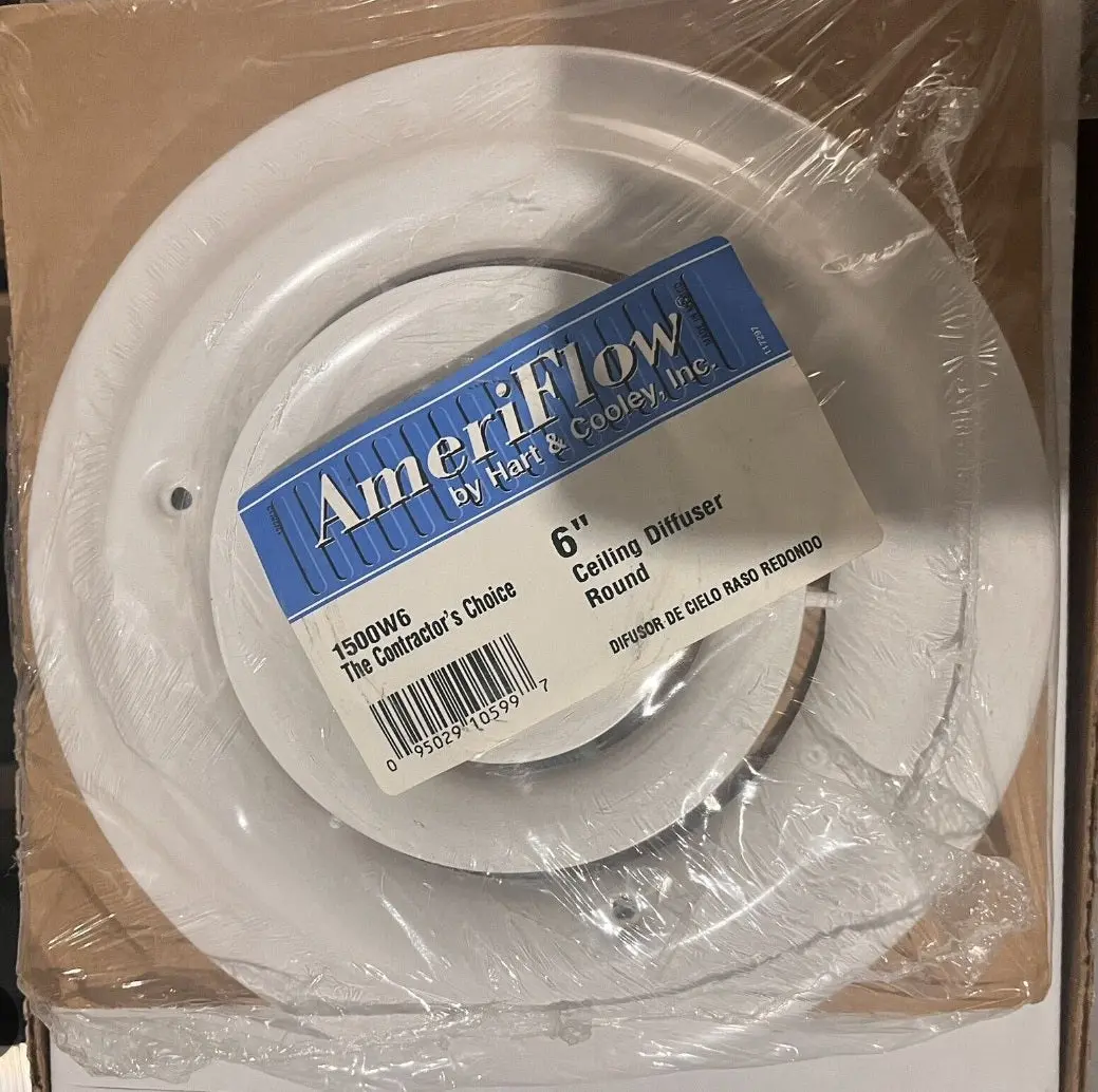 American Metal Products 1500W6 6" White Round Steel Ceiling Vent / Diffuser - Quantity Of 1 2
