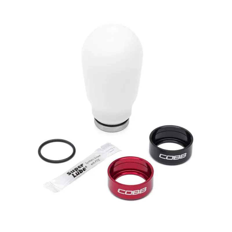 Cobb Subaru 6-Speed Tall Weighted Cobb Shift Knob - White (Incl. Both Red + Blk Collars) 1