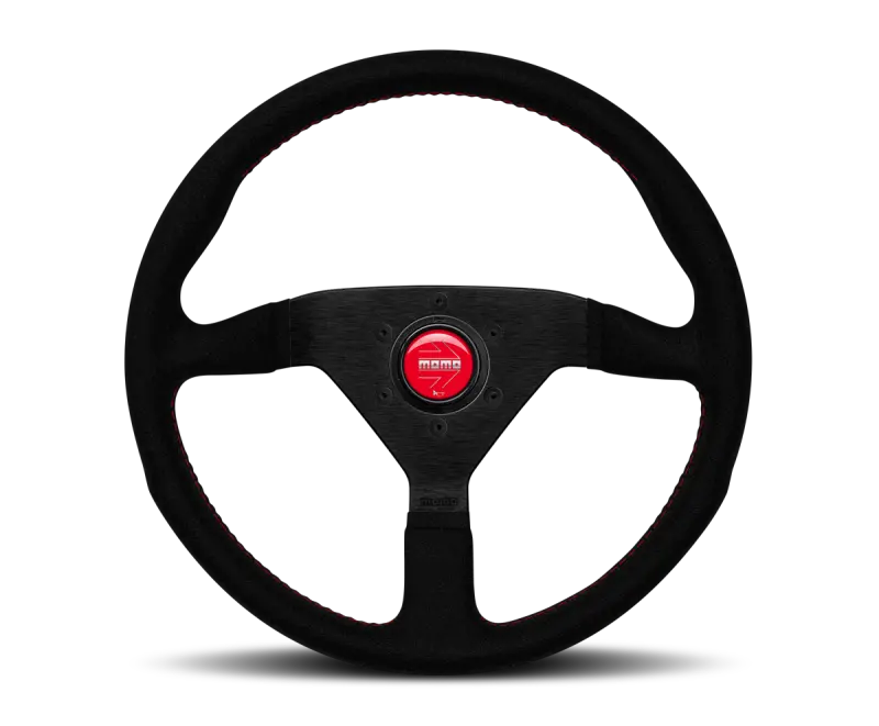 Momo Montecarlo Alcantara Steering Wheel 320 Mm - Black/Red Stitch/Black Spokes 1