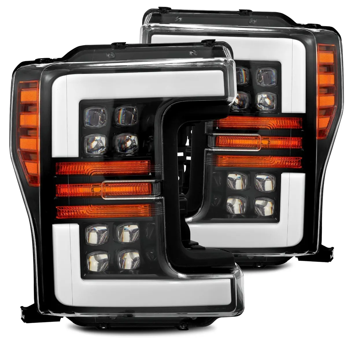 17-19 Ford Super Duty Nova-Series Led Projector Headlights Jet Black 1