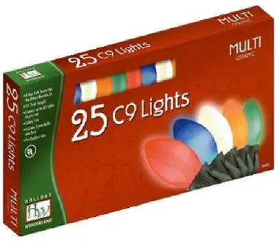 Holiday Wonderland 2924-88 25 Count C9 Multi Ceramic Christmas Light Set - Quantity Of 1 1