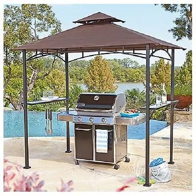 Sunjoy L-Gz238pst-11F 8' X 5' Outdoor / Backyard Grill Cover Gazebo With Led Lights & Shelves - Quantity Of 1 2