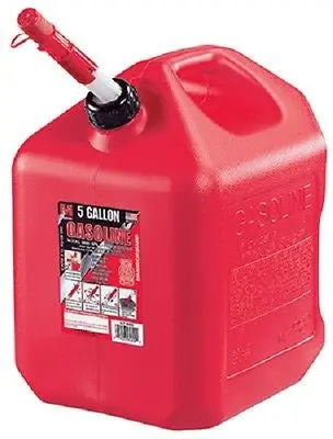 Midwest 5610 5 Gallon Red Poly Gas Gasoline Fuel Can W Spill Proof Spouts 1