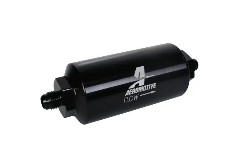 Aeromotive In-Line Filter - (An-6 Male) 40 Micron Stainless Mesh Element Bright Dip Black Finish 1