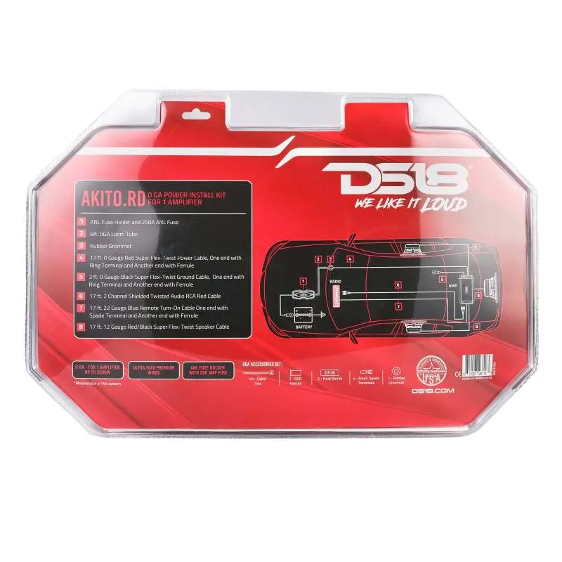 Ds18 0-Ga Amplifier Install Kit Advance- Red 1