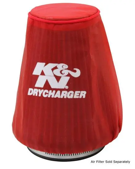 K&N Red Drycharger 5.25In X 3In Round Tapered Air Filter Wrap 1