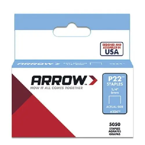Arrow 224 (5050) Pack 1/4" 6Mm Staples For P22 Plier Staple Gun - Quantity Of 3 1