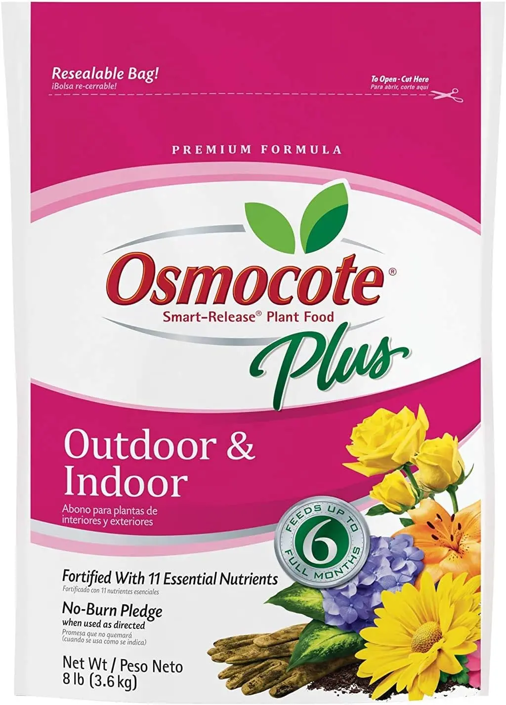 Osmocote 274850 8 Lb Bag Of Timed Release Outdoor Indoor Plant Food Plus Fertilizer - Quantity Of 1 1