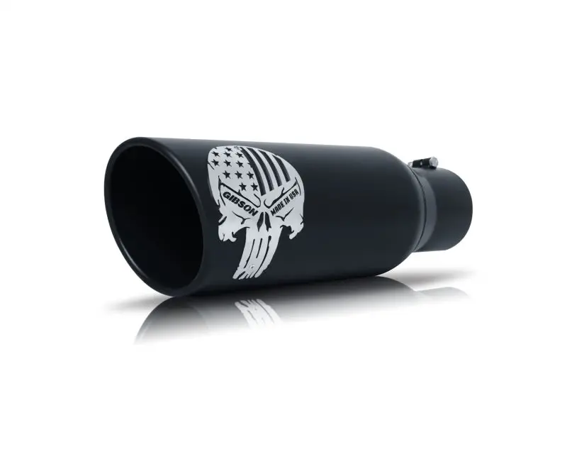 Gibson Patriot Skull Rolled Edge Angle-Cut Tip- 5In Od/2.25-2.5In Inlet/12In Length - Black Ceramic 1