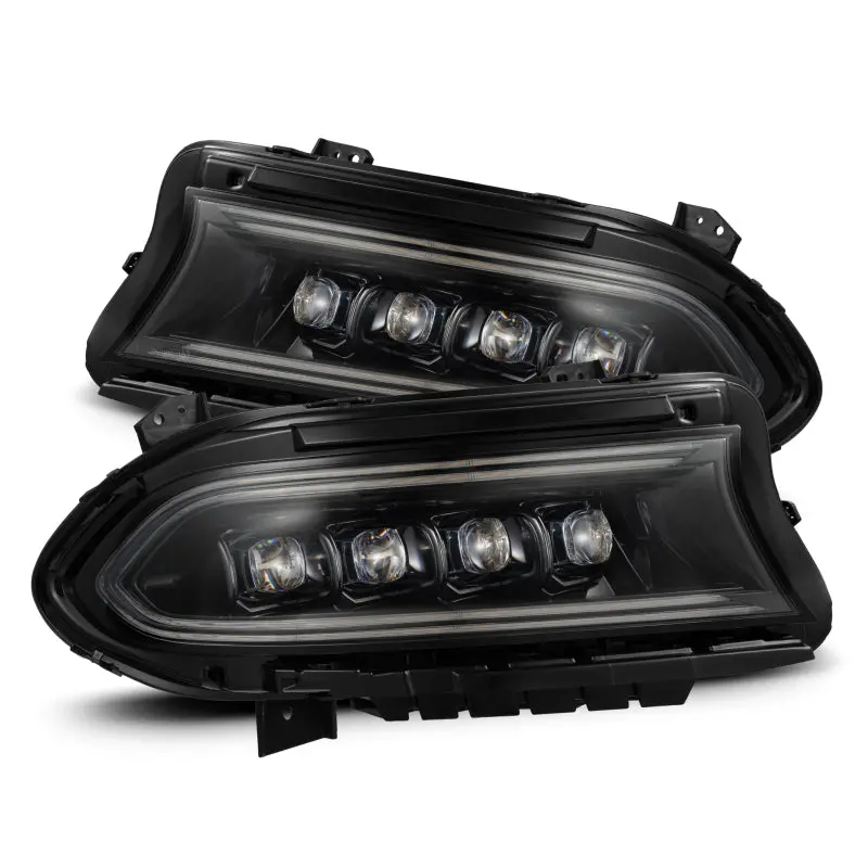 Alpharex 15-23 Dodge Charger Nova Led Proj Headlights Alpha-Blk W/Actv Light & Seq.Sig / Sb Drl 1