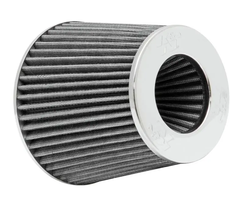 K&N Universal Filter Chrome Round Tapered White - 4In Flange Id X 1.125In Flange Length X 5.5In H 1