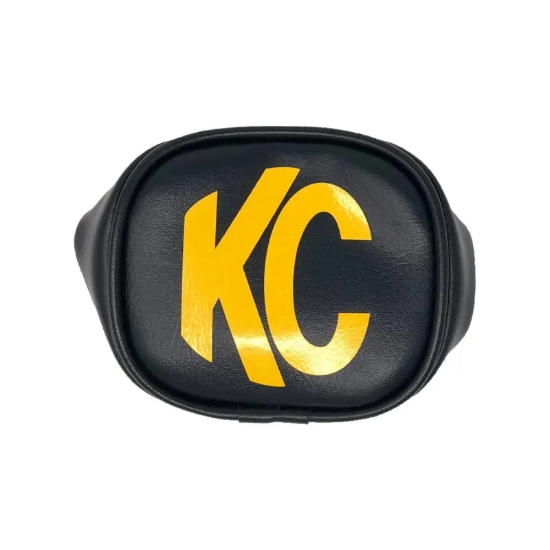 Kc Hilites 3In. Rectangle Soft Cover (Pair) - Black W/Yellow Kc Logo 1