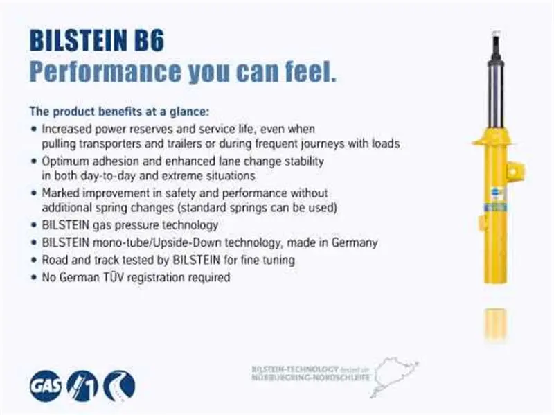Bilstein B6 Yellow Paint Front Monotube Shock Absorber 24.02In Extended L - 08-11 Monaco S-Series 1