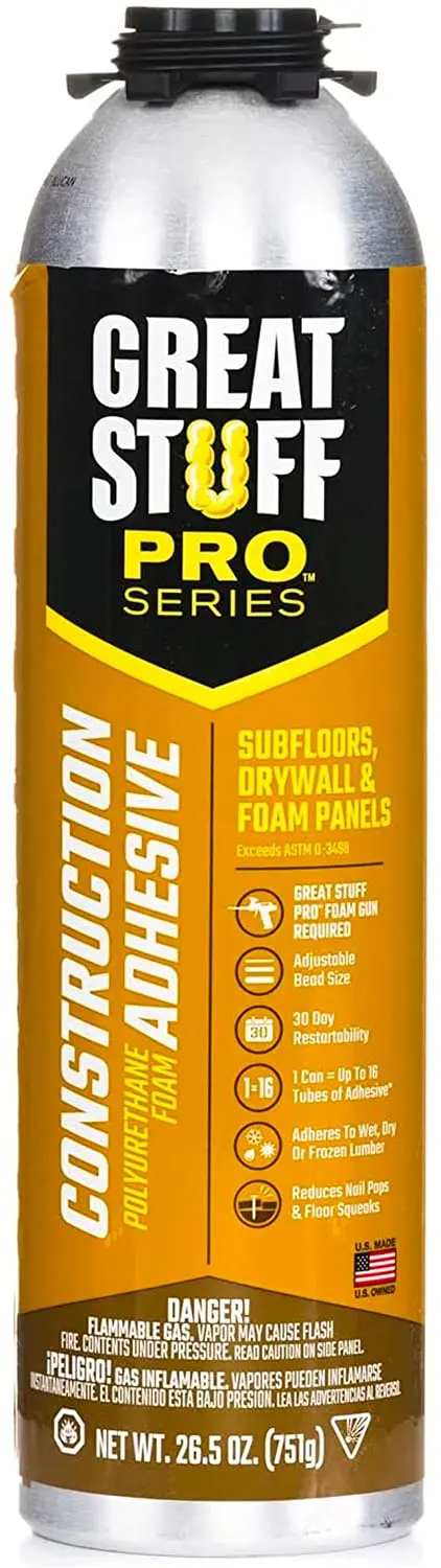 Dow 343087 Great Stuff Pro 26.5 Oz Heavy Duty Construction Floor And Wall Adhesive Foam - Quantity Of 3 Cans 1