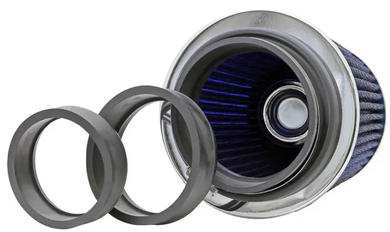 K&N Universal Air Filter Chrome Round Tapered Blue - 4In Flange Id X 1.125In Flange Length X 5.5In H 1