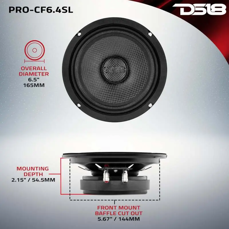 Ds18 6.5In 250 Watts Rms 4 Ohm Mid-Bass Loudspeaker Shallow 1