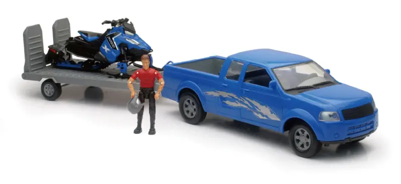 New Ray Toys Pickup With Polaris Switchback Snowmobile And Figurine Set/ Scale - 1:18 1