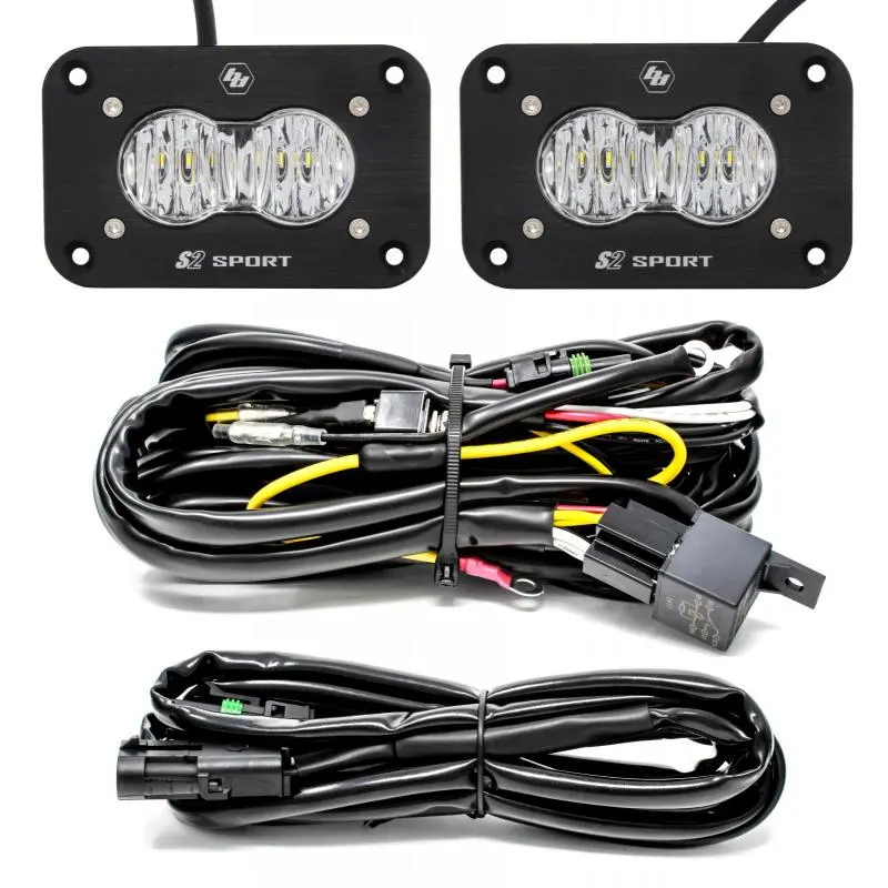 Baja Designs S2 Sport Flush Mount Wide Cornering Pattern Led Work Light Clear Lens Kit 1