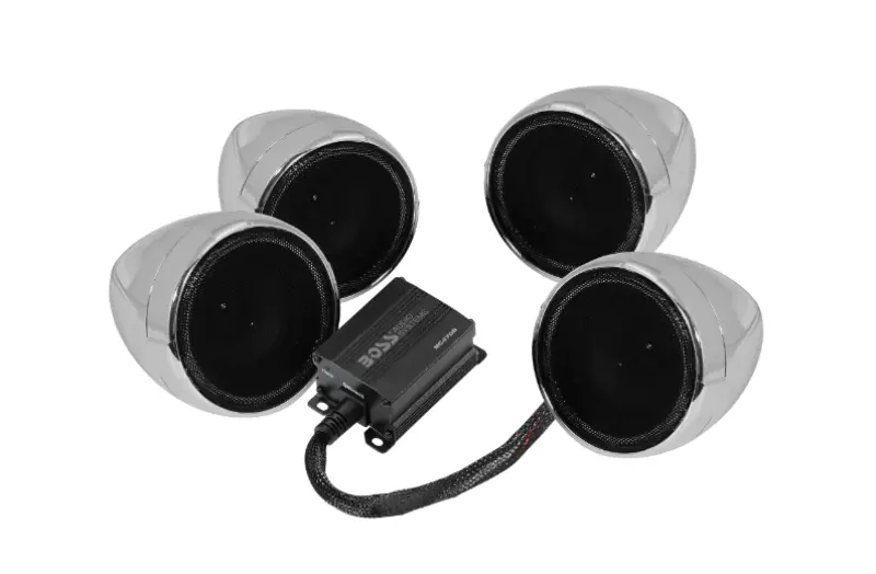 Boss Audio Systems Motorcycle Speaker Amplifier/ Bluetooth/ 3In Speakers Pair- Chrome 1