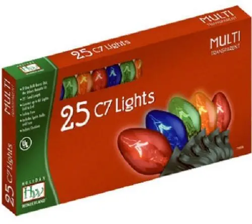 Holiday Wonderland 525-88 25 Count Transparent Multi-Color C7 Christmas Light Set - Quantity Of 1 1