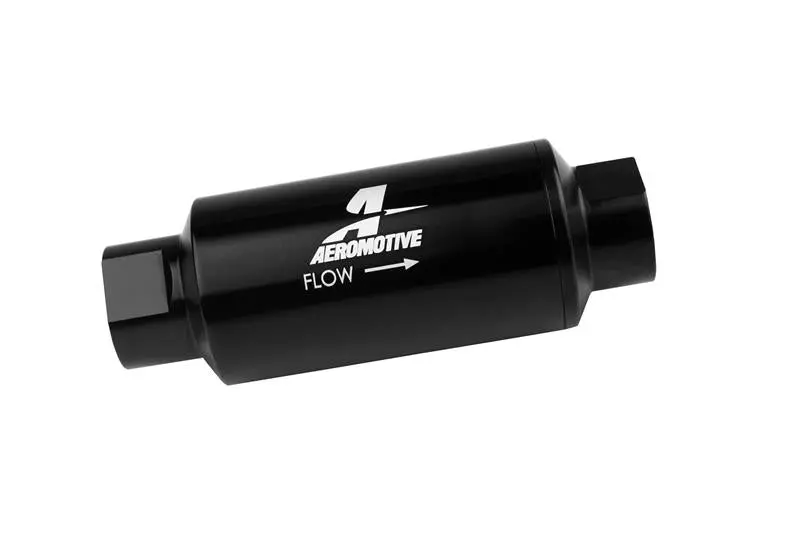 Aeromotive In-Line Fuel Filter 40-M Stainless Mesh Element Orb-10 Port (Bright-Dip Black) 2In. Od 1