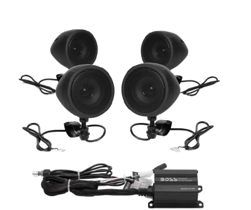 Boss Audio Systems Motorcycle Speaker Amplifier/ Bluetooth/ 3In Speakers 2 Pair- Black 1