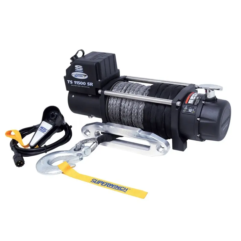 Superwinch 11500 Lbs 12V Dc 3/8In X 80Ft Synthetic Rope Tiger Shark 11500 Winch 1