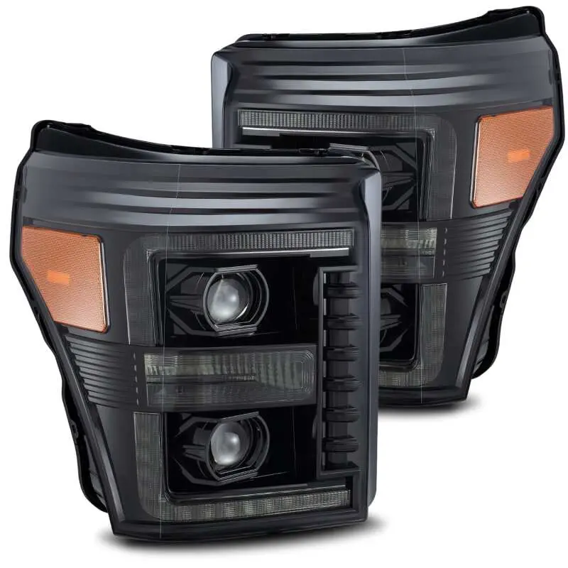 Alpharex 11-16 Ford F-250 Sd Pro-Series Projector Headlights Plank Style Alpha Black W/Seq Signal 2