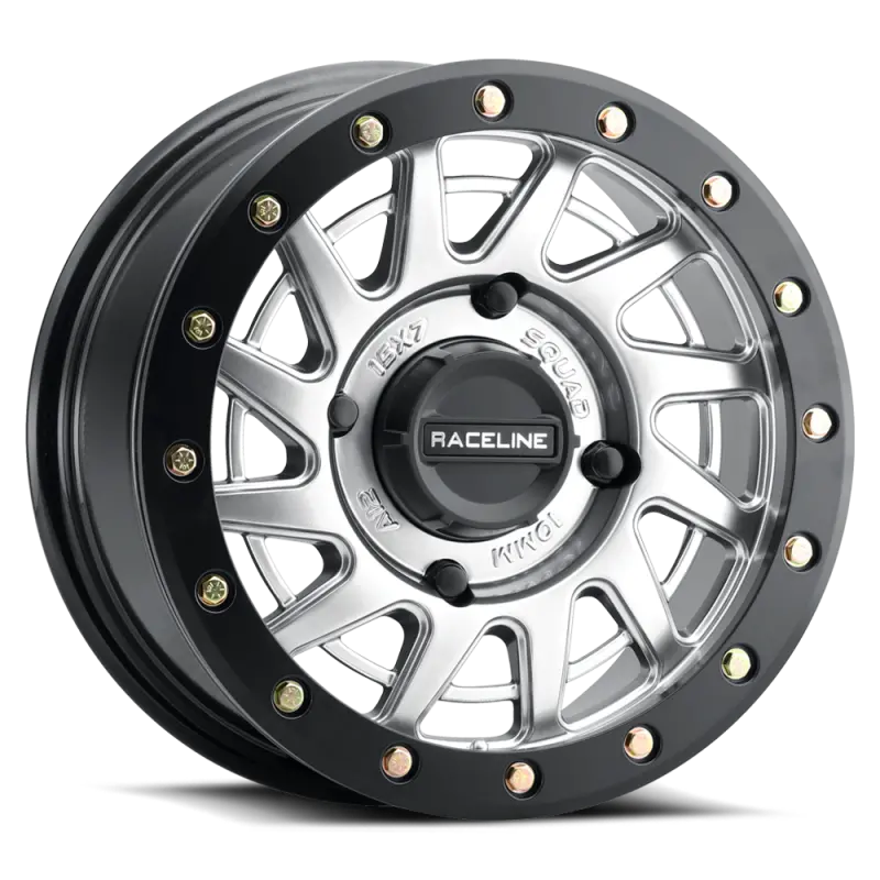 Raceline A12sb Squad 15X7in/4X137 Bp/38Mm Offset/110.18Mm Bore - Silver & Black Ring Beadlock Wheel 1