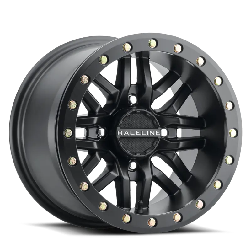 Raceline A91b Ryno 14X7in / 4X156 Bp / 10Mm Offset / 132.5Mm Bore - Satin Black Beadlock Wheel 1