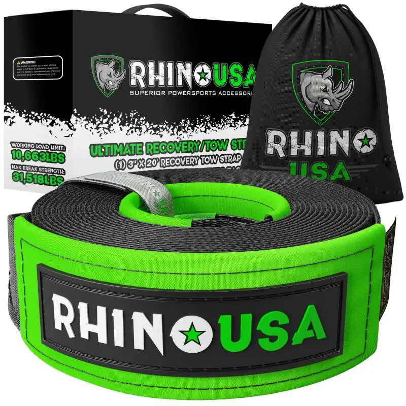 Rhino Usa Recovery Tow Strap 3Inx20ft (Black) 1