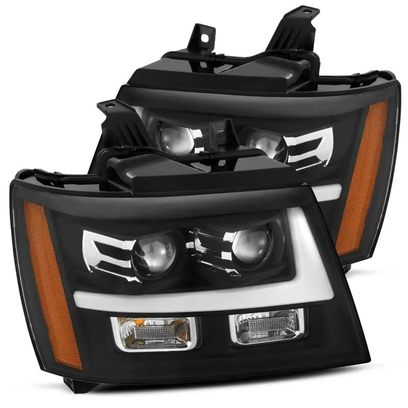 Alpharex 07-14 Chevrolet Tahoe/Suburban Luxx-Series Led Projector Headlights Black W/ Drl/Sequential 1