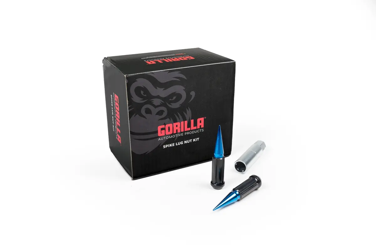 Small Diameter Spline Spike Lug Nuts - 13/16" & 7/8" Dual Hex Key - 14Mm X 2.00 Thread Size - Blue Finish - Set Of 24 1