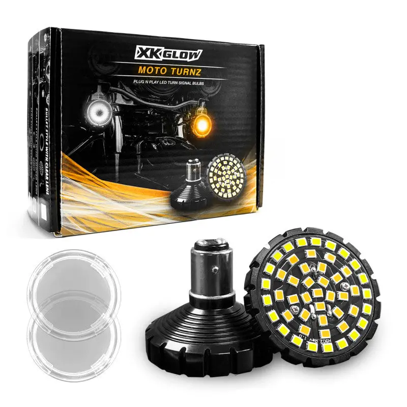 Xk Glow Motorcycle Front Led Turn Signal Kit - Bullet Style Clear Lenses 1