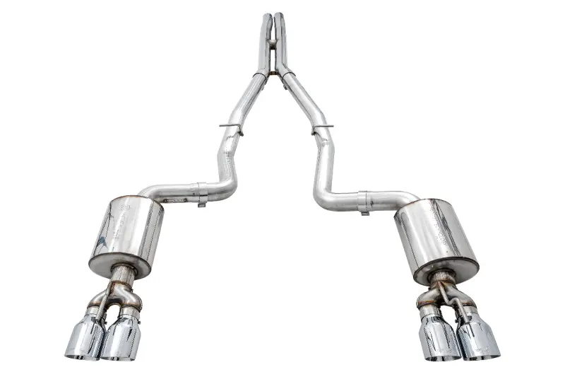 Awe Tuning 2015+ Dodge Challenger 6.4L/6.2L Non-Resonated Touring Edition Exhaust - Quad Silver Tips 1