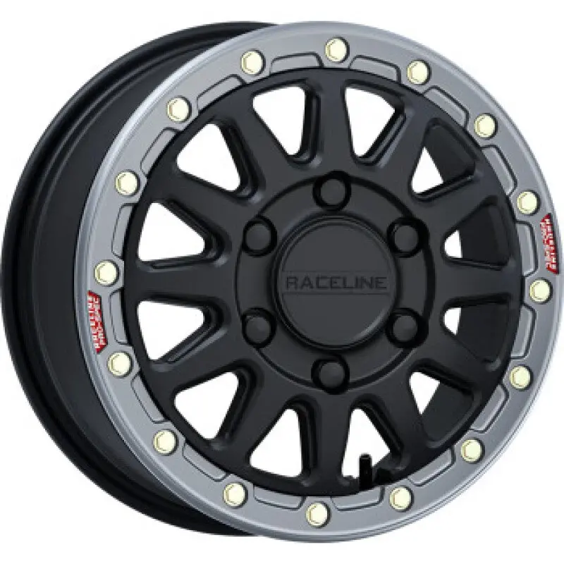 Raceline A14bg Alpha 17X7in/5X114.3 Bp/25Mm Offset/68Mm Bore- Blk & Gunmetal Ring Beadlock Wheel 1